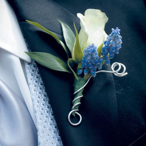 Grooms Flower, Wedding Tuxes, Blue Boutonniere, Calla Lily Boutonniere, Luncheon Ideas, Flowers And Greenery, Pinterest Wedding, Corsage And Boutonniere, Corsage Prom