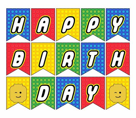 Happy Birthday LEGO Banner Printable Lego Cake Topper Printable Free, Lego Themed Birthday Party Decoration Free Printable, Lego Party Free Printables, Lego Cake Topper Birthday Free Printable, Lego Banner Printable Free, Lego Happy Birthday Banner, Lego Birthday Party Decorations Free Printable, Lego Font Free Download, Lego Birthday Banner Printable Free