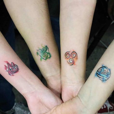 Colorful & Loud Matching Family Tattoo Tattoo That Represents Family, Matching Tattoos For 4, Family Of 4 Tattoo Ideas, Mother Of 3 Tattoo Ideas, Simbols Tattoo, Matching Family Tattoos, Matching Tattoos For Siblings, Group Tattoos, Cousin Tattoos