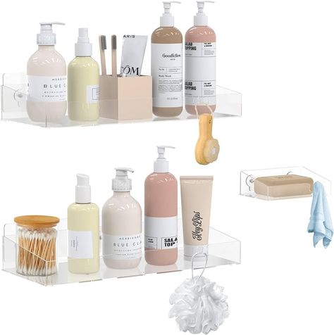 Amazon.com: Durmmur 2-Pack Acrylic Clear Shower Shelves, Adhesive Bathroom Shower Caddy Organizer, Transparent No Drilling Wall Floating Shelves For Storage & Display : Home & Kitchen Shower Caddy Wall Shelves, Acrylic Shower Organizer, Shower Shelves Floating, Quartz Shower Shelf, Clear Shower Shelves, Bathroom Clear Shelf, Clear Acrylic Bathroom Storage, Shower Shelves Adhesive, Bathroom Shower Shelves