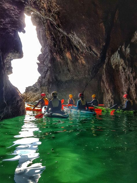 The Irish Experience | Outdoor Adventure Activities & Tours Ireland | Sea Cave Kayaking Tours in Ireland's Ancient East Wexford Ireland, Double Kayak, Outdoor Adventure Activities, Sea Cave, Cave Tours, Adventure Tourism, Sea Kayaking, Hidden Beach, Adventure Activities