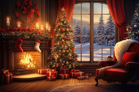 Christmas Living Room Background, Fireplace Wallpaper, Live Background, Christmas Jello, Christmas Lights In Bedroom, Cozy Christmas Living Room, Wallpaper Room, Aesthetic Widget, Holiday Room