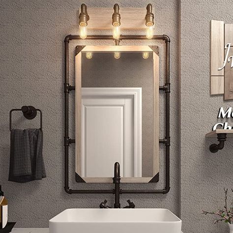 Industrial Bathroom Mirrors, Industrial Bathroom Accessories, Industrial Bathroom Decor, Industrial Bathroom Lighting, Entrance Mirror, Farmhouse Bathroom Mirrors, Industrial Style Bathroom, Industrial Mirrors, Bedroom Entrance