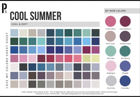 Color Analysis Summer, Cool Summer Palette, Light Summer Color Palette, Cool Winter Color Palette, Soft Summer Color Palette, Dark Summer, Summer Neutrals, Winter Color Palette, Cold Summer