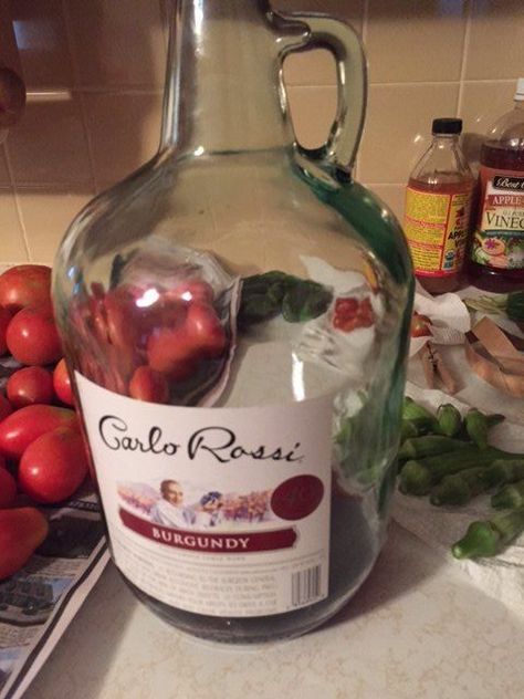 Gallon Wine Bottle Crafts, How To Decorate Large Glass Jug, Gallon Wine Jug Crafts Diy Projects, Wine Jug Centerpieces, Carlo Rossi Wine Bottle Crafts, Large Glass Bottle Ideas, Wine Jug Decor, Large Wine Bottle Crafts, 1 Gallon Glass Jug Ideas