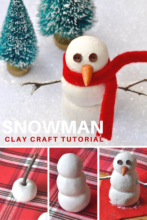 Snowman Recipes, Music Christmas Ornaments, Clay Snowman, Diy Snowman Decorations, Snowman Crafts Diy, Clay Crafts For Kids, Diy Snowman, Christmas Clay, Clay Crafts Air Dry