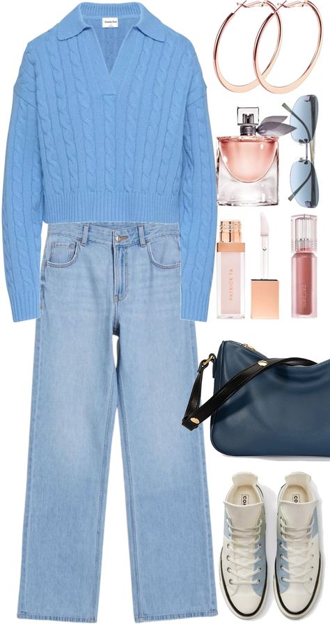 Spring 2023 outfit inspiration Light Blue Wide Jeans Outfit, Light Blue Wide Leg Pants Outfit, Light Blue Wide Leg Jeans Outfit, Jeans Spring 2023, Blue Wide Leg Pants Outfit, Light Blue Wide Leg Jeans, Wide Jeans Outfit, Blue Wide Leg Jeans, Wide Leg Jeans Outfit