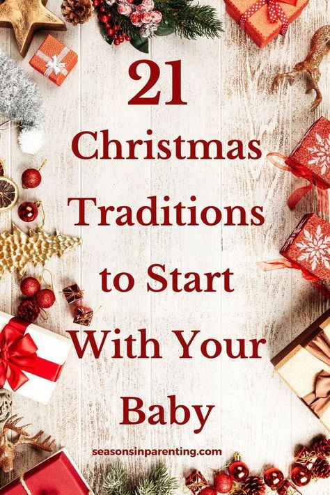 Here are some amazing Christmas traditions you can easily start with your new baby this year. Baby Christmas Activities, Toddler Christmas Traditions, Fun Christmas Traditions, Christmas Traditions Kids, Baby Christmas Crafts, Traditions To Start, Christmas Eve Traditions, Christmas Traditions Family, Newborn Christmas