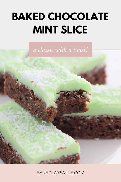 Chocolate Peppermint Slice, Chocolate Mint Slice, Peppermint Slice Recipe, No Bake Slice Recipes, Peppermint Icing, Holiday Bakes, Cakes Slices, Community Cafe, Peppermint Slice