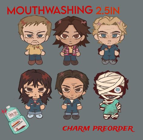 Mouthwashing Game 2.5 Inch Acrylic Charms! All preorders will come with a mouthwashing  birthday table sticker! All will be be on red translucent acrylic! Curly is two sided! Mouthwashing Curly Chibi, Mouthwashing Keychains, Mouth Washing Characters, Enchanting Table Language, Daiske Mouthwashing, Mouth Washing Game Curly, Mouth Washing Oc, Curly Mouthwashing Game, Anya Mouthwash