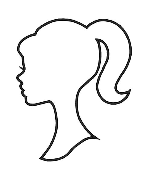 Barbie Head Silhouette, Simple Barbie Tattoo, Barbie Silhouette Tattoo, Barbie Cartoon Drawing, Barbie Outline, Barbie Template, Barbie Png, Barbie Tattoo, Barbie Head