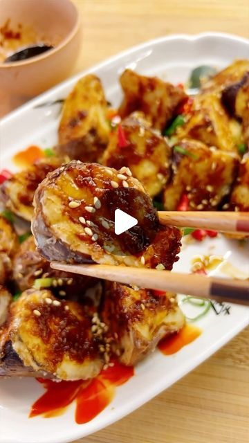 Eggplant Tempura, Air Fryer Chinese, Eggplant Bites, Chinese Eggplant Recipes, Chinese Eggplant, Balsamic Sauce, Garlic Balsamic, Eggplant Recipes Easy, Eggplant Recipes