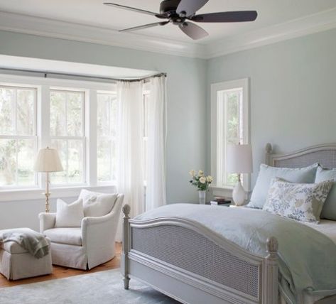 A complete list of my favorite Sherwin Williams paint colors, complete with photos and a color palette as a guide! French Country Style Bedroom, Farmhouse Paint Colors Interior, Arranging Bedroom Furniture, Colors Bedroom, Bedroom Paint Colors Master, Country Style Bedroom, Blue Bedroom Design, Farmhouse Paint, Sherwin Williams Paint Colors