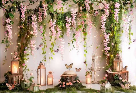 Mehofond Photography Background Wonderland Garden Floral Children Birthday Party Cake Smash Portrait Decor Backdrop Photo Studio - AliExpress Fairy Birthday Party Ideas Decorations, Fairy First Birthday Party Decoration, Enchanted Garden Baby Shower Theme, Enchanted Forest Baby Shower Theme, Fairy Baby Shower Ideas, Fairy Garden Theme Party, Floral Theme Birthday Party, Enchanted Forest Theme Party, Garden Theme Birthday