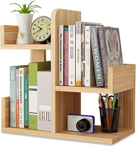 Simple Bookcase, Mini Bookshelf, Desktop Bookshelf, Desktop Shelf, Bookshelf Organization, Small Bookshelf, Office Supply Organization, Bookshelf Desk, Accessories Display