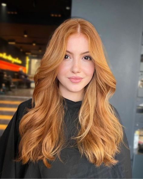 Caramel Highlights On Red Hair, Bright Copper Hair With Highlights, Summer Ginger Hair, Ginger Blonde Highlights, Caramel Red Hair, Ginger Hair With Highlights, Light Ginger Hair, From Blonde To Red, Reddish Blonde Hair