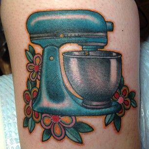 Mixer Tattoo, Baking Tattoo, Cooking Tattoo, Baker Tattoo, Tattoo Cake, Chef Tattoo, Cupcake Tattoos, Food Tattoos, Instagram Kitchen