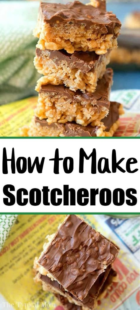 How to make Scotcheroos from scratch. Easy no bake peanut butter chocolate rice krispie treats recipe is the best dessert with cereal. Rice Crispy Treats Recipe Original, Recipes Using Rice Krispies, Chocolate Rice Krispie Treats Recipe, Best Rice Krispie Treats Recipe, Peanut Butter Rice Crispy Treats, Peanut Butter Rice Crispies, Chocolate Rice Crispy, Rice Crispy Bars, Krispy Treats Recipe