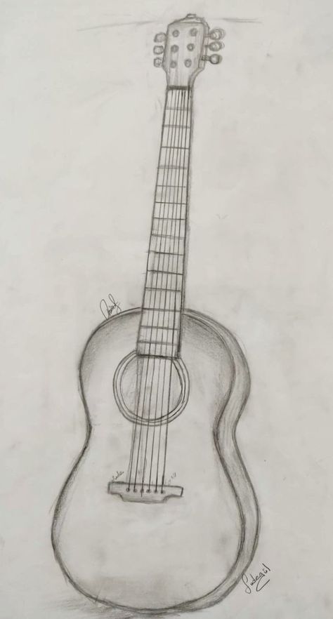 Drawing Guitar, Simple Guitar, Guitar Sketch, Guitar Drawing, Pencil Drawing Images, Pencil Drawings For Beginners, Guitar Teacher, Nature Art Drawings, Pencil Sketch Images