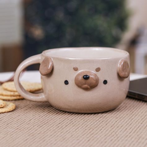 Face the day with a drink infused with a lovely aura. Thailand's Paiboon ensures a whimsical moment with this ceramic cup, shaped like a sweet pug dog. Handcrafted using artisanal techniques, the piece has a glossy finish. Farmhouse Dinnerware, Dog Pottery, October Birthdays, Pug Mug, Pottery Inspo, Clay Cup, Ceramic Dog, Handmade Cups, Cup Ceramic