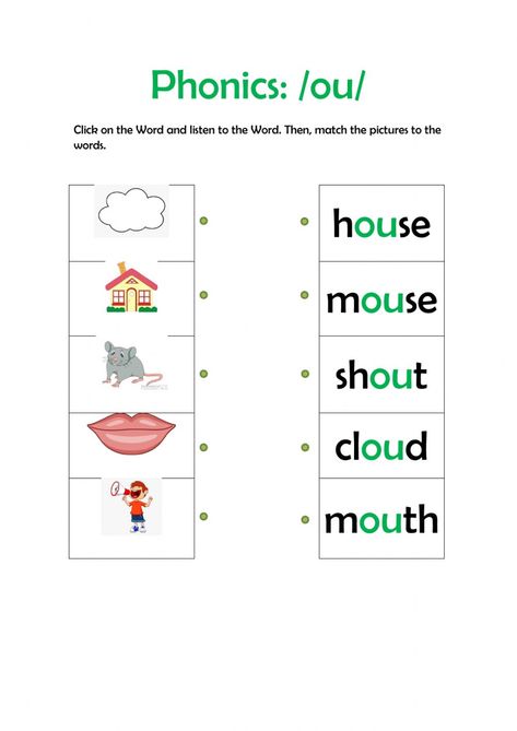 Ou Phonics, Ou Words, Phonics Sounds Chart, Part Of Speech Grammar, Phonics Worksheets Free, Teaching Cursive, Blends Worksheets, Kindergarten Phonics Worksheets, Phonics Sounds