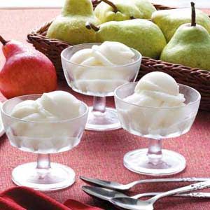 Pear Sorbet Recipe Pear Sorbet, Granitas, Sorbet Recipe, Canned Pears, Sorbet Ice Cream, Sorbet Recipes, Pear Recipes, Ice Cream Popsicles, Dessert Dishes