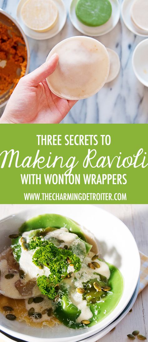 Ravioli Wonton Wrappers, Ravioli With Wonton Wrappers, Wonton Wrapper Ravioli Recipes, Wonton Wrapper Ravioli, Things To Do With Wonton Wrappers, Wonton Ravioli, Making Ravioli, How To Make Ravioli, Wonton Wraps