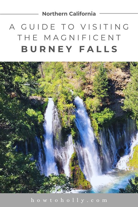 Burney Falls is an incredible waterfall in Northern California that you can't miss! It is located 1.5 hours from Redding and is a fantastic place for kids and adults. The paved path down to the waterfall is an easy walk, and you can continue onto the 1-mile loop around the waterfall and Burney Creek. I highly recommend it! | Burney Falls | Burney Falls State Park | California Waterfalls | California Hidden Gems | California Things to Do | Redding Things to Do | California Kid Friendly | Lake Shasta Caverns, California Hidden Gems, California Waterfalls, Lake Shasta, Burney Falls, Redding California, Fish Hatchery, Things To Do In California, California Destinations