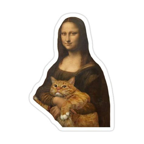 Mona Lisa Cat Sticker by taylorrsheetss stick Lisa Cat, Sticker Design Ideas, Funny Laptop Stickers, Money Stickers, Kawaii Culture, Fairy Stickers, Sticker Design Inspiration, Work Stickers, Cute Laptop Stickers