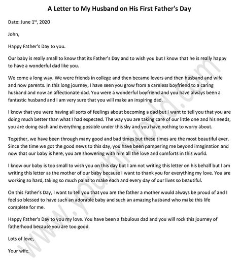 Letter to My Husband on His First Father's Day, Thank You Letter to Husband, First father's day letter to husband To My Husband On Father’s Day, Father’s Day Notes To Husband, Fathers Day Letter From Wife, Father’s Day Letter, Father's Day Letter, A Letter To My Husband, Letter To Husband, Letter To My Husband, Letter To Father