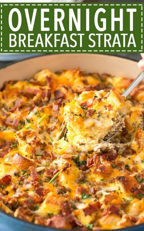 Ontbyt Geregte, Overnight Meals, Breakie Ideas, Brunch Casseroles, Strata Recipes Breakfast, Omelette Recipes, Egg Bakes, Strata Recipes, Christmas Breakfast Casserole