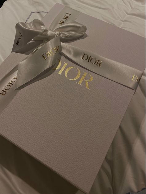 White dior box with ribbon gift wrapped. Saddle bag. Christmas wishlist Present Bag, Eid Outfits, Box With Ribbon, Ribbon Gift, Box Gift, Saddle Bag, Christmas Wishlist, White Wine, Live Life