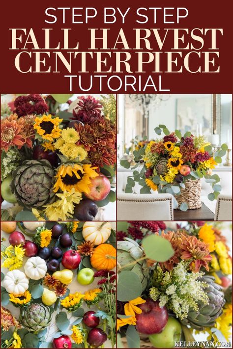 Step by Step Instructions to Create a DIY Fall Harvest Centerpiece Flower Arrangement Thanksgiving Fresh Flower Centerpieces, Harvest Flower Arrangements, Squash Centerpiece, Transitional Coastal Decor, Floral Arrangements Diy Tutorials, Flower Activities, Ladies Craft Night, Centerpiece Tutorial, Thanksgiving Floral Arrangements