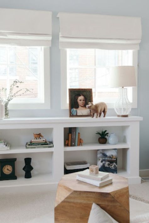 White built in bookshelf under window in kids bedroom. Bookshelf Under Window, Built In Bookshelf, Big Houses, Book Shelf, Simple House, Sitting Room, Built Ins, Interior Design Bedroom, Bedroom Inspirations