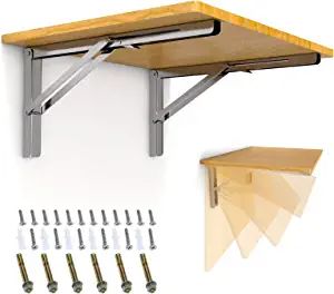 Amazon.com: Boeray 16" 304 Stainless Steel Folding Shelf Bracket Triangle Wall Mount Support Heavy Duty Paint Bench Table Shelf Brackets 90 Degree Hinge Shelves Tables 440 lb / 200KG Load Pack of 2 with Screw : Tools & Home Improvement Collapsible Shelves, Folding Shelf Bracket, Diy Shelf Brackets, Folding Shelf, Wall Bench, Painted Benches, Folding Bench, Wall Mounted Table, Kitchen Layout Plans