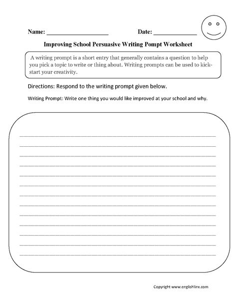 Improving School Persuasive Writing Prompt Worksheet 3rd Grade Writing Prompts, Paragraph Writing Worksheets, 6th Grade Writing, Persuasive Essay Topics, Persuasive Writing Prompts, Creative Writing Exercises, 5th Grade Worksheets, Third Grade Writing, 5th Grade Writing