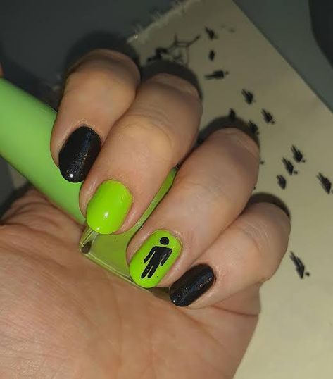 Billie Eilish Nails, Concert Nails, Nails Inspired, Simple Gel Nails, Nail Pictures, Swag Nails, Simple Nails, Glow Up?, Billie Eilish