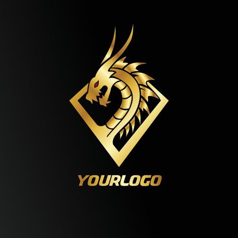 Golden Dragon Logo, Gold Vector, Dragon Logo, Gold Dragon, Gold Logo, Vector Art, Vector Free, Soccer, Logo Design