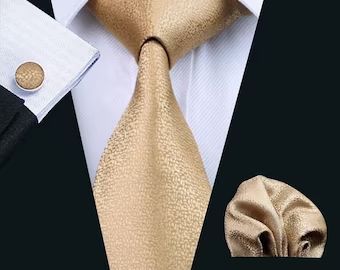 Wedding Tie Set - Etsy Der Gentleman, Mens Wedding Suits, Elegant Lifestyle, Tie Fashion, Necktie Set, Gold Tie, Mens Silk Ties, Wedding Tie, Mens Ties