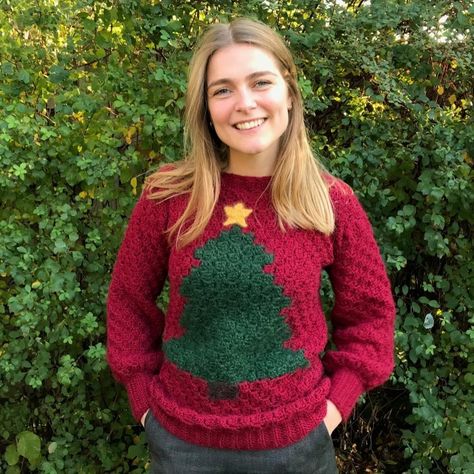 Ugly Christmas Sweater Pattern, Crochet Sweater Design, Tacky Christmas Sweater, Crochet Sweater Pattern Free, Crochet Christmas Trees, Holiday Crochet, Christmas Crochet Patterns, Stylish Sweaters, Single Crochet Stitch