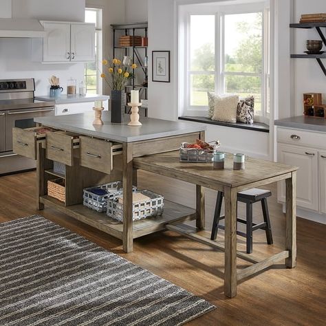 Tali Reclaimed Wood Extendable Kitchen Island by iNSPIRE Q Classic | Overstock.com Shopping - The Best Deals on Kitchen Islands Extendable Kitchen Island, Kitchen Island Dimensions, Kitchen 2022, Concrete Table Top, Kitchen Island Dining Table, Kitchen Island Cart, Island Dining, Open Kitchen Shelves, Kitchen Island With Seating