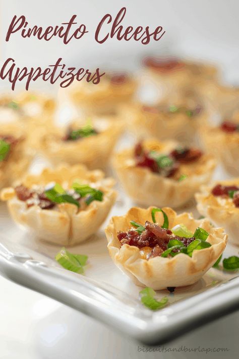 Pimento Cheese Appetizers Chicken Bites Appetizers, Pimento Cheese Appetizer, Puff Pastry Recipes Appetizers, Homemade Pimento Cheese, Goat Cheese Appetizer, Puff Pastry Appetizers, Pimento Cheese Recipes, Phyllo Cups, Pastry Appetizer