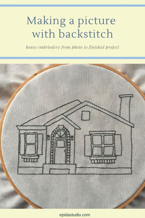 Hand Embroidered Houses, Embroidered Houses Pattern, House Embroidery Pattern Simple, Embroidery House Pattern, House Embroidery Pattern, Houses Embroidery, Embroidered House, House Embroidery, House Outline