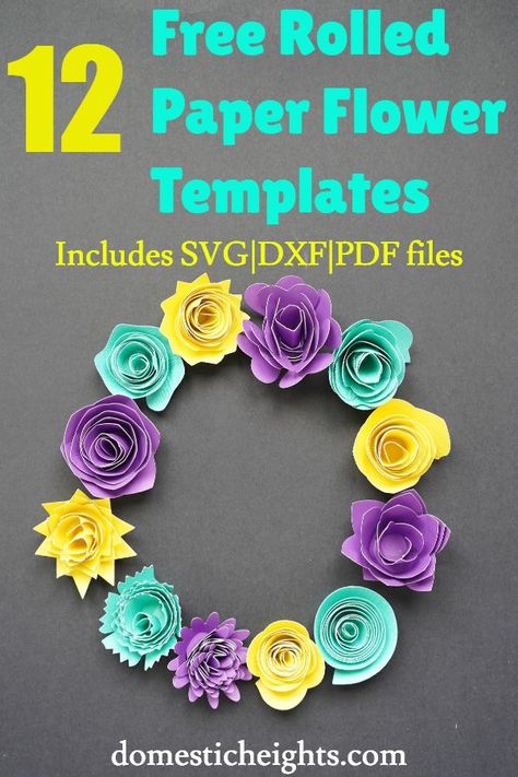 rolled paper flower template free, cricut flower template free Free Paper Flower Templates, Paper Flower Templates, Flowers Template, 3d Templates, 3d Paper Flowers, Rolled Paper Flowers, Paper Flower Art, Fleurs Diy, Paper Flower Template