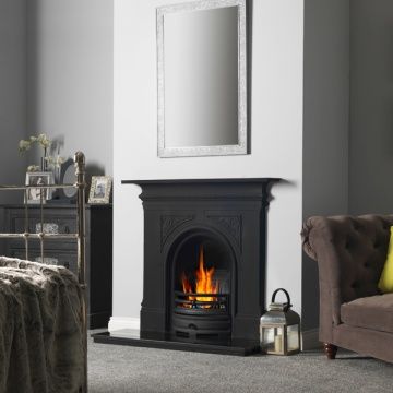 Gallery Pembroke 48" Cast Iron Combination Fireplace | Flames.co.uk Cast Iron Fireplace Corner, Small Cast Iron Fireplace, Cast Iron Fireplace Surround With Tiles, Cast Iron Fireplace Bedroom, English Cast Iron Fireplace, 1920s Fireplace, Edwardian Cast Iron Fireplace, Cast Iron Fireplace Insert, Granite Hearth