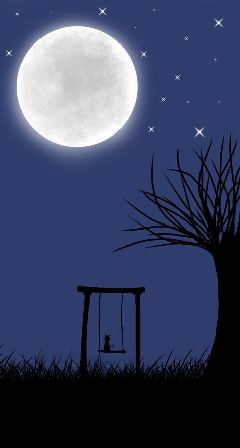 Moon Background Drawing, Night Aesthetic Drawing, Moonlight Drawing, Night Sky Drawing, Blur Background In Photoshop, Meaningful Drawings, Sailor Moon Wallpaper, Cute Couple Cartoon, Landscape Drawings