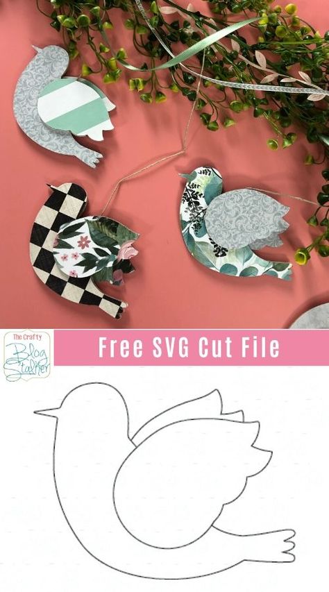 Create a beautiful DIY Hanging Bird Garland. Perfect decor for a wedding, baby shower, or simply to celebrate Spring! Includes free Bird SVG cut file. #thecraftyblogstalker #birdgarland #diygarland #diycrafts #diybird #cricut #cricutcreated Cricut Bird Projects, Free Bird Svg Files For Cricut, Birds Diy Crafts, Bird Svg Free Cricut, Paper Birds Template, Bird Diy Crafts, Bird Template Printable Free Pattern, Bird Svg Free, Diy Paper Bird