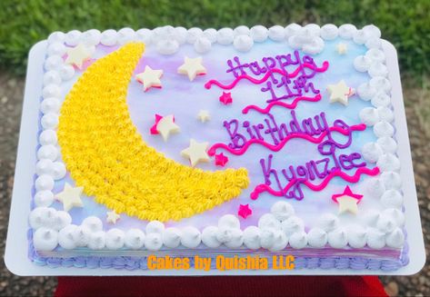 Star Sheet Cake, Two The Moon Sheet Cake, Costco Sheet Cake, Stars Cake, Two The Moon, Sheet Cake Designs, Moon Cakes, Rectangle Cake, Birthday Sheet Cakes