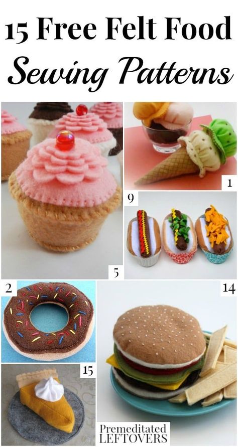 Food Sewing Patterns, Felt Food Diy, Felt Food Patterns, Felt Play Food, Pretend Food, Food Patterns, Toy Food, Small Kitchens, Beginner Sewing Projects Easy