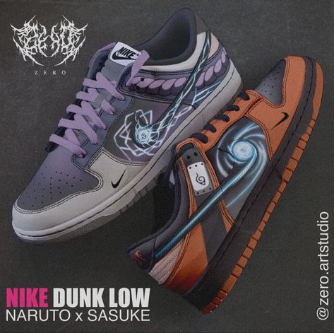 Custom Dunks Low, Costom Shoes, Sneaker Photography, Zero Art, Custom Shoes Diy, Shoe Designs, Shoes Diy, Naruto Sasuke, Shoes Drawing